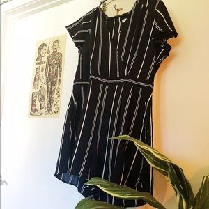 PINSTRIPE ROMPER With Flutter Sleeve